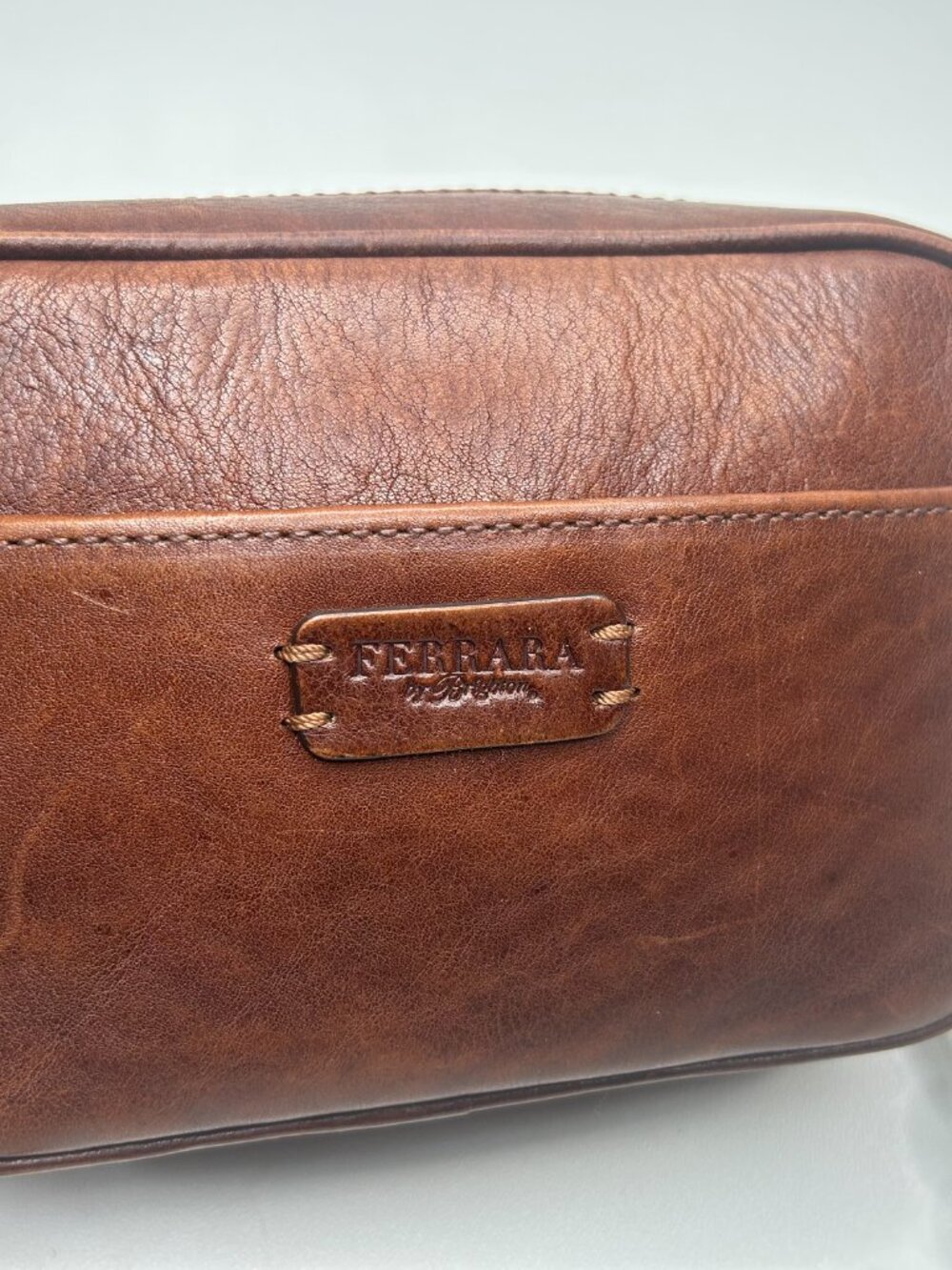 BRIGHTON Ferrara Dominique Leather Crossbody Camera Bag Whiskey Patchwork $295 - Picture 3 of 13